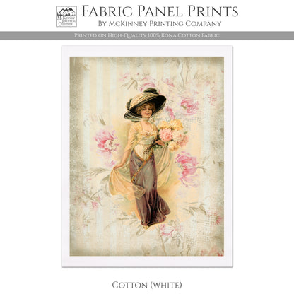 Victorian Woman, Fabric Panel Print - Cotton, White