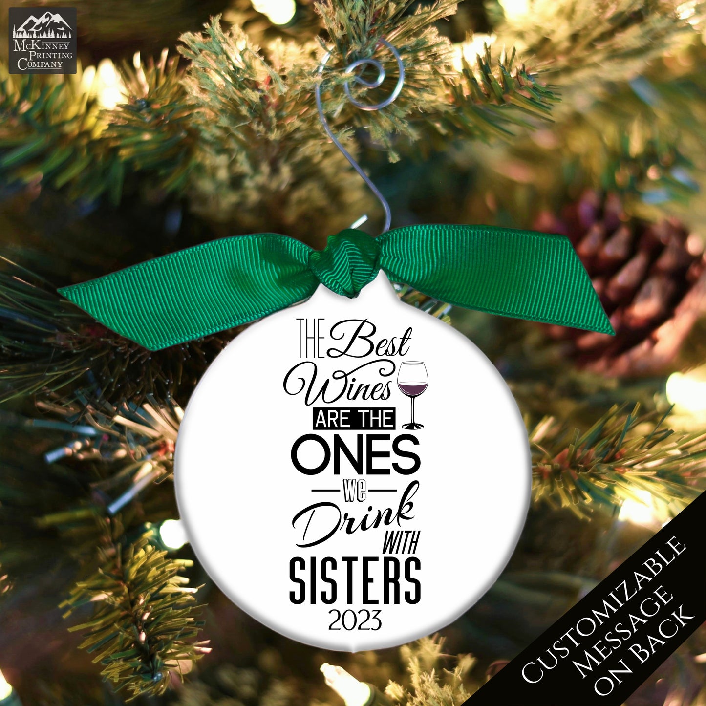 Sister Christmas Ornament - Gifts for Wine Lovers, Wine Ornament