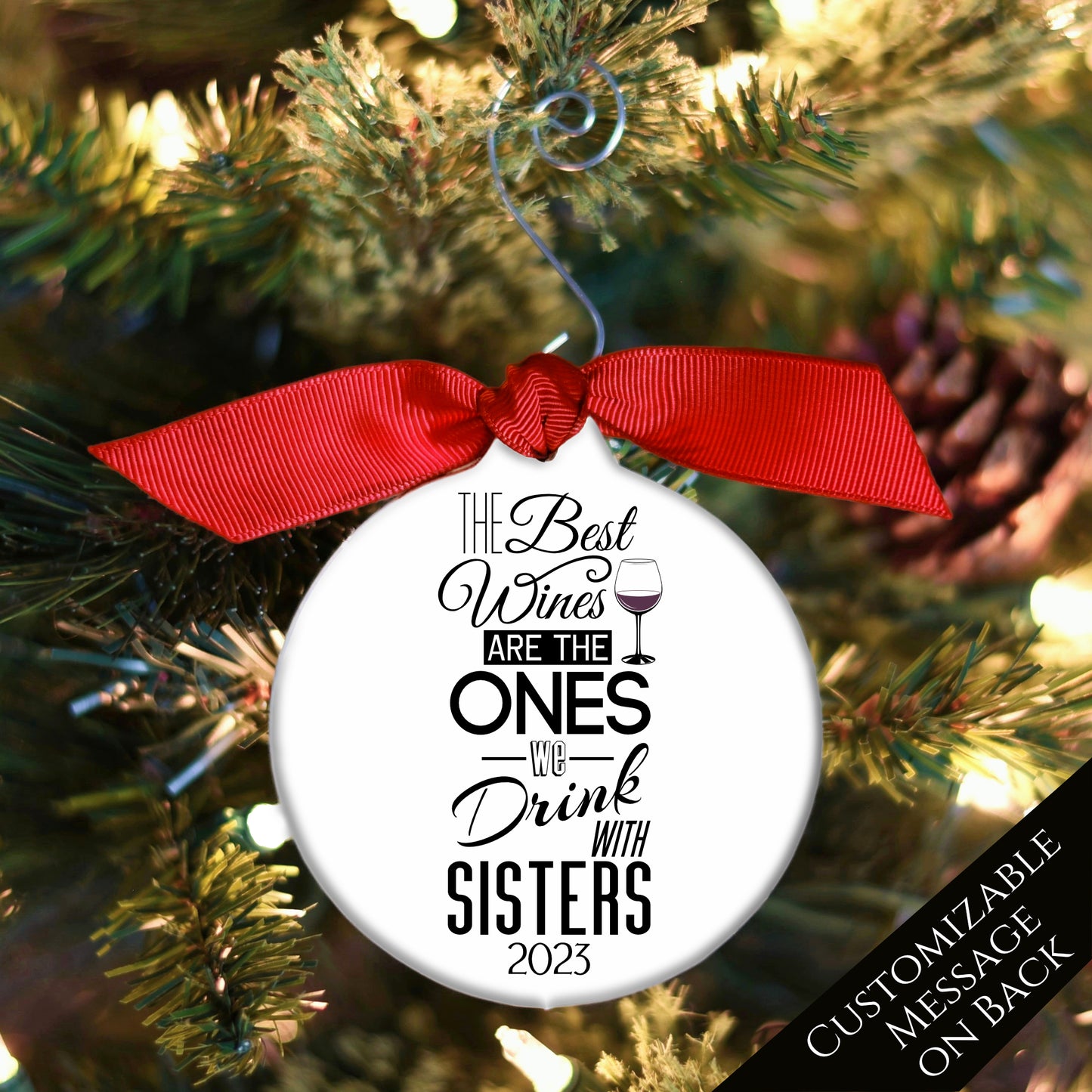 Sister Christmas Ornament - Gifts for Wine Lovers, Wine Ornament