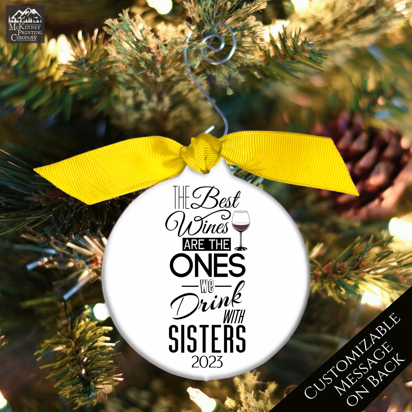 Sister Christmas Ornament - Gifts for Wine Lovers, Wine Ornament