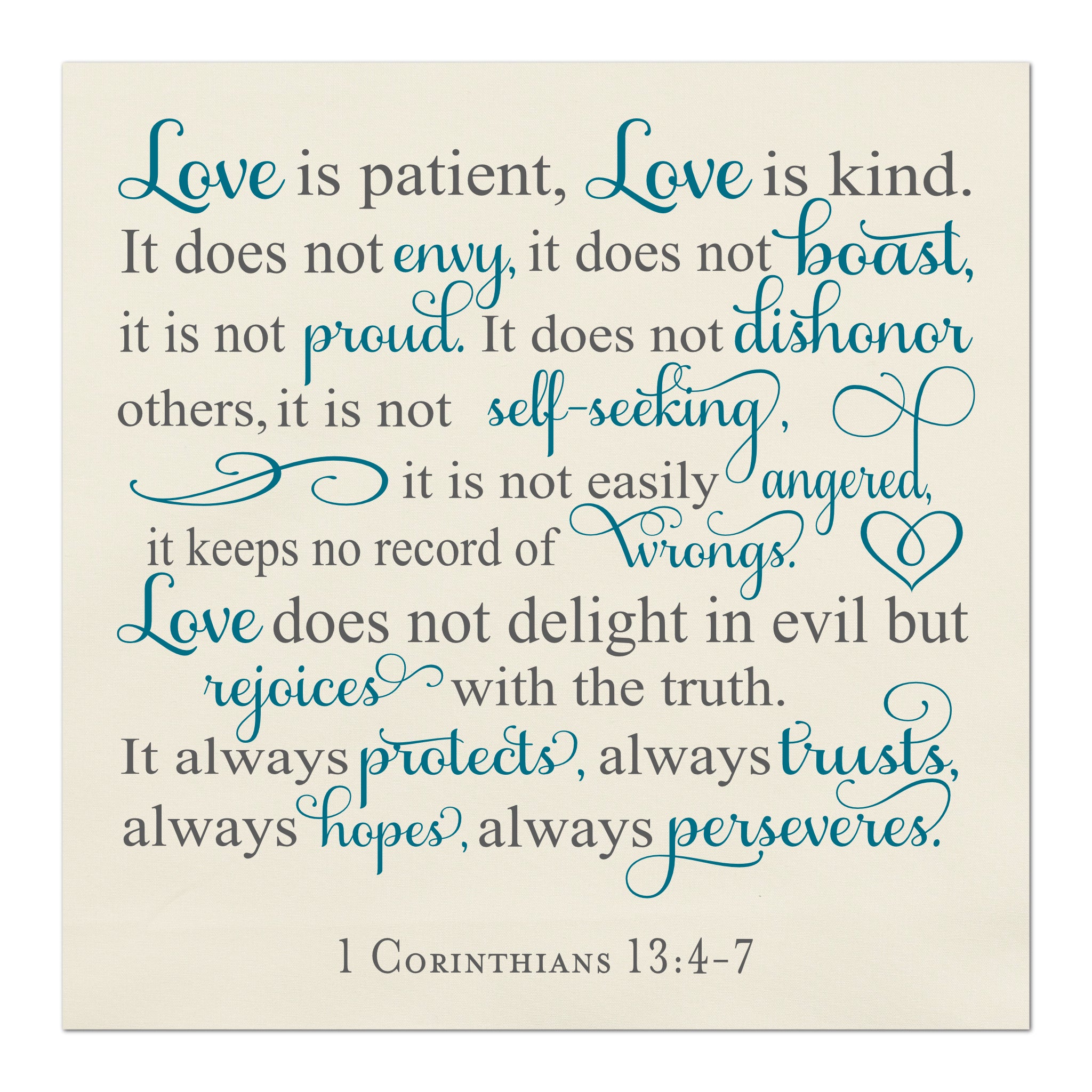 Love is Patient Love is Kind - Scripture Fabric, 1 Corinthians 13:4, C ...