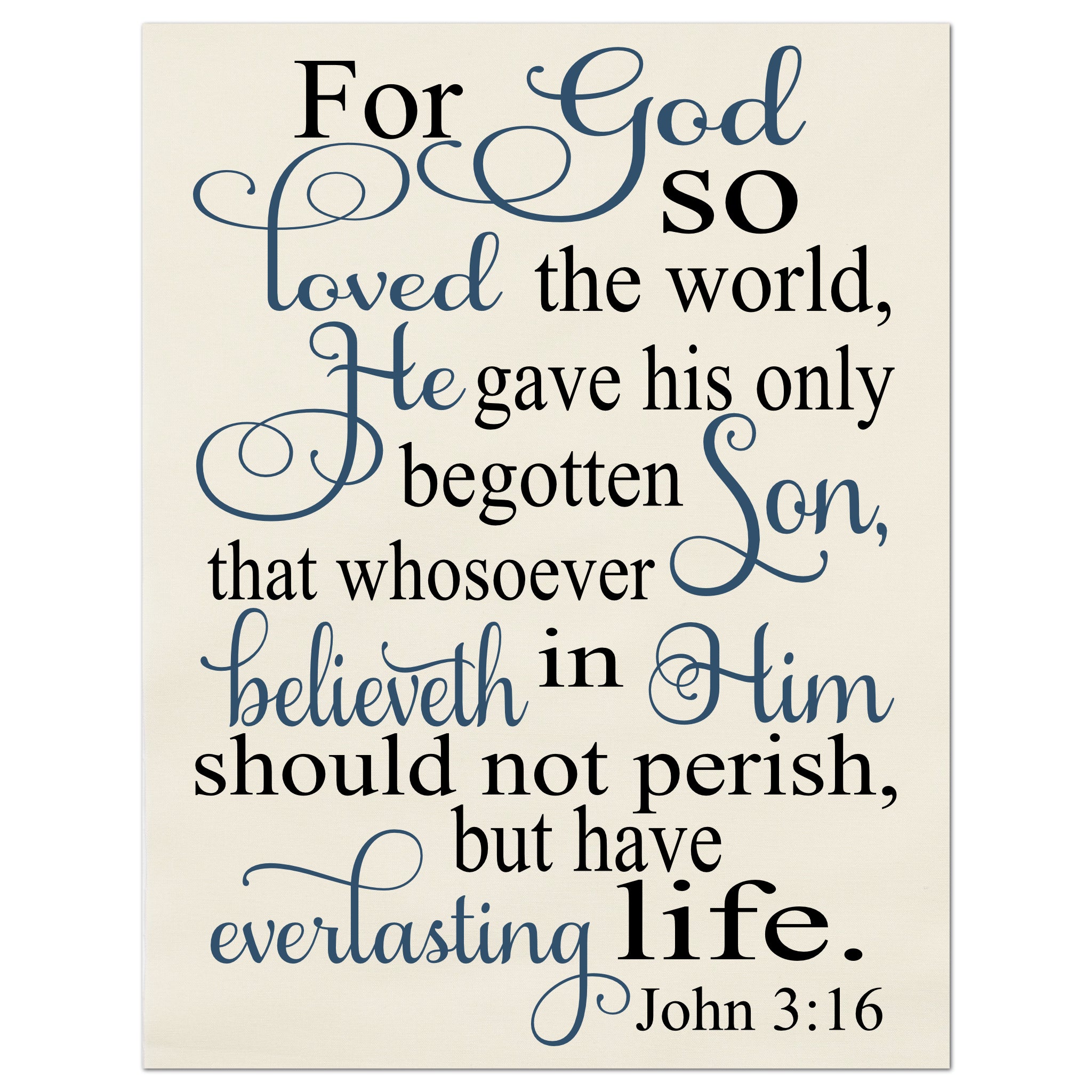 For God So Loved the World - Kona Cotton Fabric, John 3:16, Scripture ...