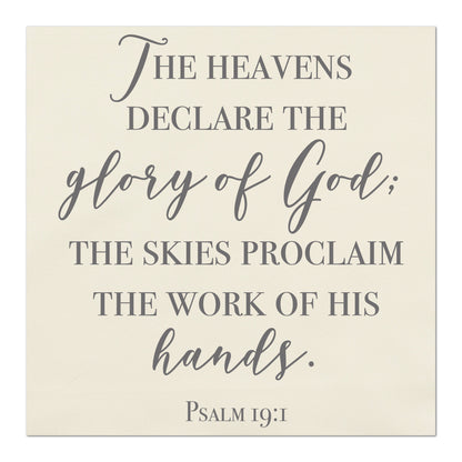 The heavens declare the glory of God; the sky's proclaim the work of his hands - Psalm 19:1 - Religious Cotton Fabric, Large Print Quilt Block