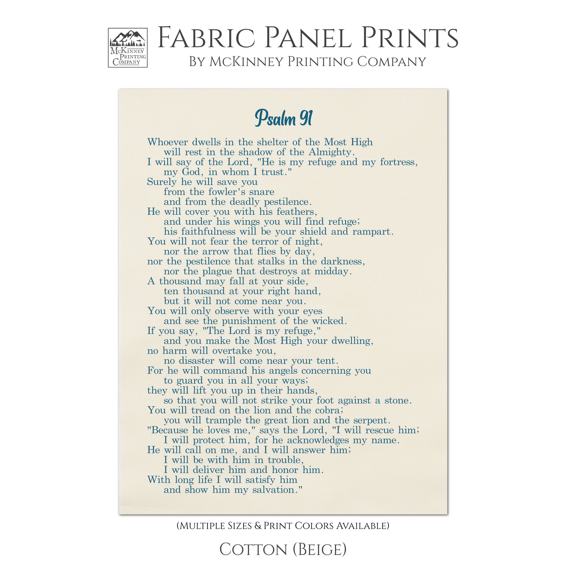 Psalm 91 - Religious Cotton Fabric, Whoever Dwells in the Shelter, Pan –  McKinney Printing Company, LLC