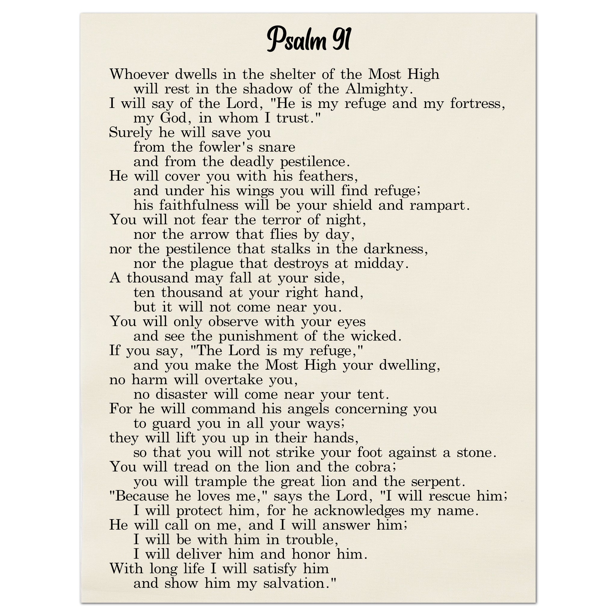 Psalm 91 - Religious Cotton Fabric, Whoever Dwells in the Shelter, Pan ...