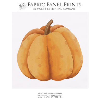 Pumpkin Fabric, Fall Quilt Block - Cotton, White