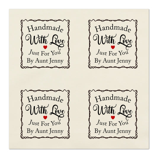 Quilt Labels, Handmade with Love Just for you, Personalized Name, Fabric Tag